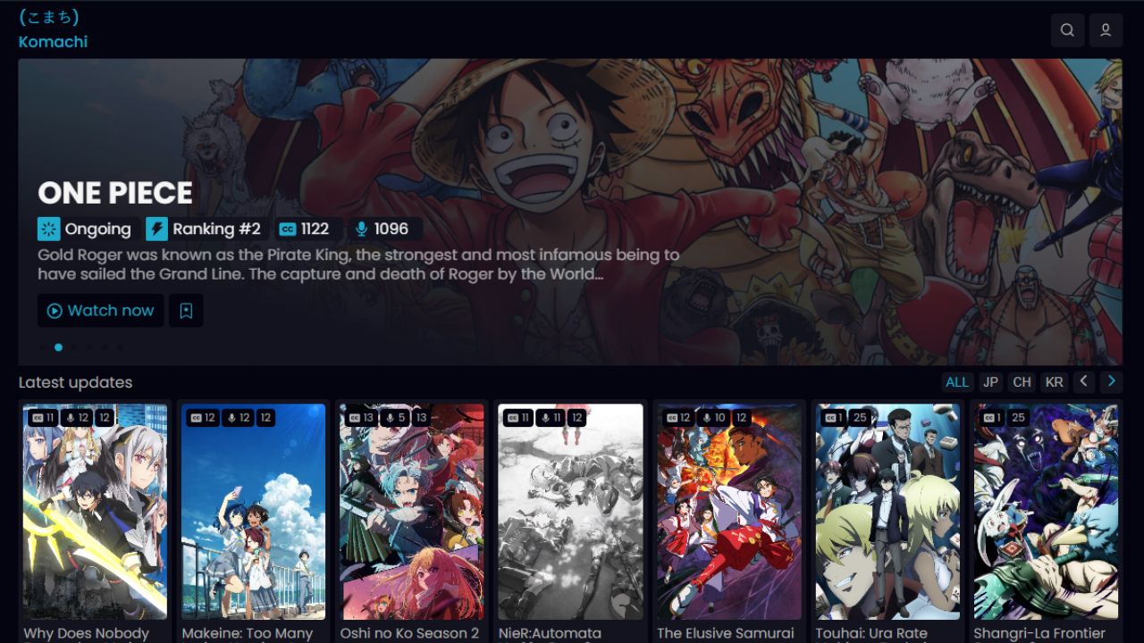 screenshot of the komachi web app